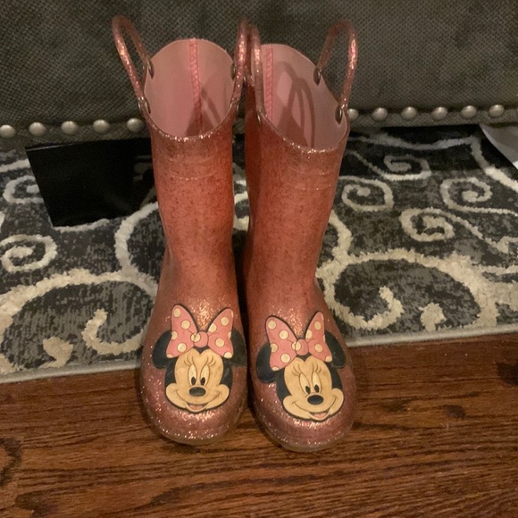 Western Chief Shoes Pink Glitter Minnie Mouse Lightup Rain Boot